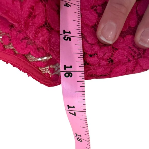 Alice and Olivia Fuschia Pink Lace Mock Neckk dress ruffled tiered mini cotton 6 - Picture 7 of 9